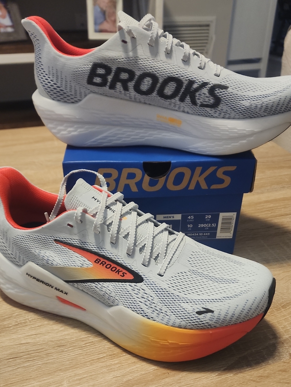 Brooks Men's Hyperion Max Sneakers - White with Orange Accent